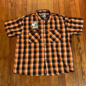 Dixon Flannel Co Button Down Black Orange 5XL